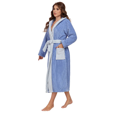 Women's Luxury Plush Fleece Bathrobe - Extra Long Hooded Robe with Pockets | Warm Terry Cloth Loungewear Meifu Market