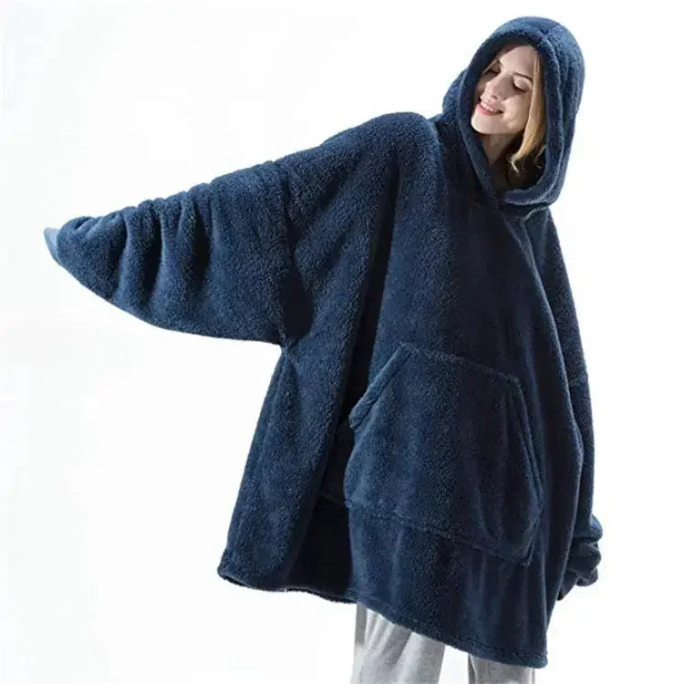 double-sided fleece hoodie | oversized pocket sweatshirt | wearable blanket hoodie | energy saving