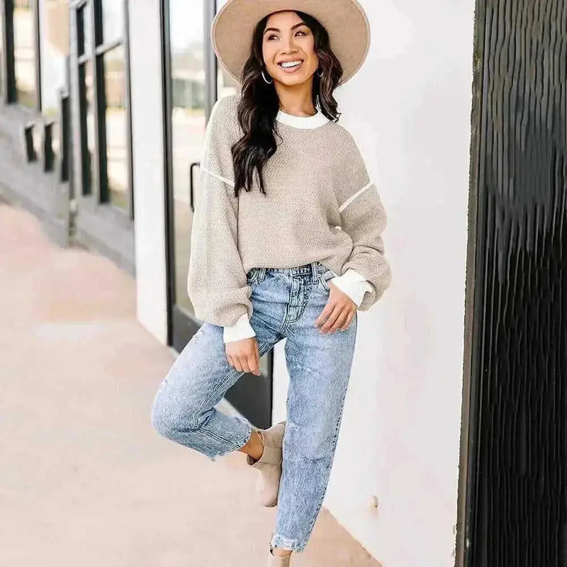 oversized knit sweater | premium cotton blend | long sleeve pullover | ultrasonic cleaning