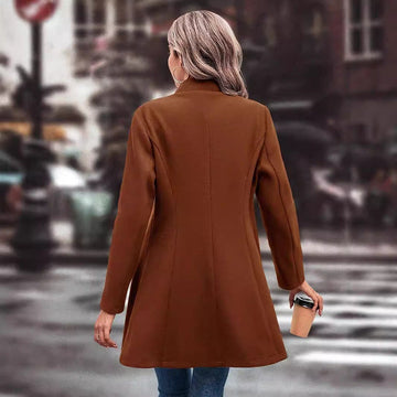 Women's Winter Overcoat Lapel Collar Single Breasted Outerwear Long Pea Coat Meifu Market