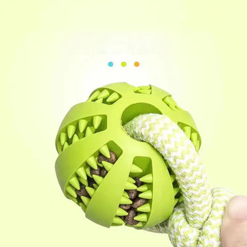 Dog Treat Ball Toy - Hemp Rope Rubber Chew Interactive for Small Dogs