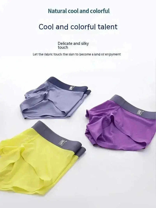 ice silk boxer shorts for men | breathable fabric underwear | moisture-wicking boxer briefs | energy saving