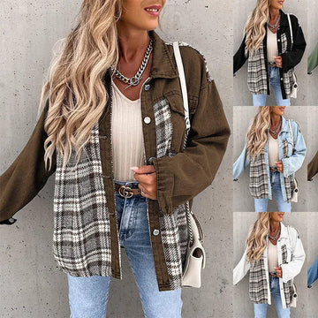 Denim Jacket Long Sleeve Plaid Button Down Shirt Meifu Market