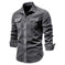 Cotton Japanese Corduroy Slim Casual Men's Shirt Red - back view