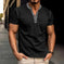 Fashion Short-sleeved Polo Shirt Summer Button V-neck T-shirt Tops Mens Clothing Dark Grey - available style options