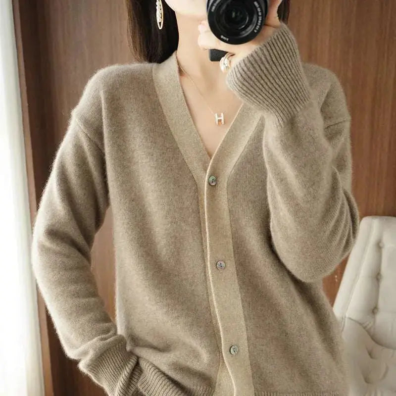 soft cashmere blend | lightweight knitted cardigan | v-neck womens sweater | ultrasonic cleaning