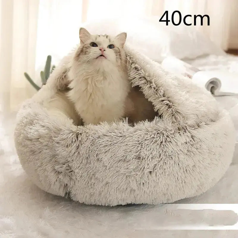 2-in-1 Dog & Cat Bed - Round Plush Warm Winter Pet House Meifu Market