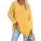 Solid Color Loose Drop Shoulder Sleeve V Neck Long Sleeve Blouse Meifu Market