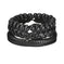 braided leather bracelet for men | vintage charm wood beads | adjustable wrap wristband | energy saving
