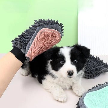 Pet Bathing Brush 2-in-1 Grooming Glove Elegant Dog Grooming Tool For Brushing, Massaging, And Drying Pet Grooming Kit For Dog Cat 2-Sided Bathing Brush Cleaning Massage Glove Meifu Market