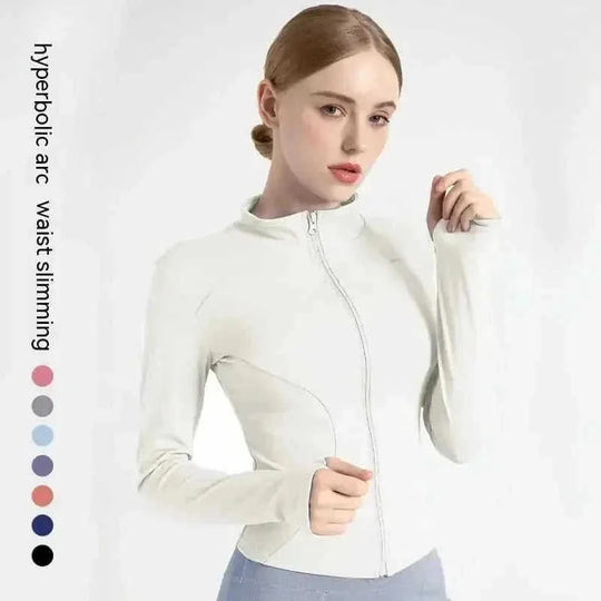 quick-dry yoga jacket | slim fit workout jacket | moisture wicking sports top | energy saving