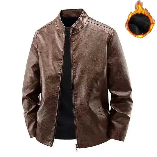 genuine leather motorcycle jacket | heavy-duty biker coat | abrasion-resistant riding gear | energy saving