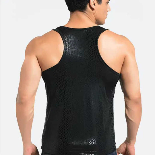 Men's Casual 3D Snake-Print Fitted Vest L - texture and material detail