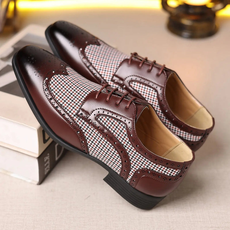 Imitation Houndstooth Men's Shoes Casual Leather Shoes Meifu Market