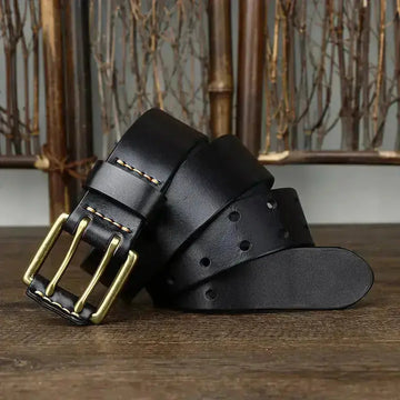 Men's First Layer Cowhide Vintage Brass Buckle Belt meifu market