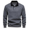 Men's Fashion Casual Versatile Long Sleeves Polo Collar Sweater Navy Blue - styled men's fashion casual versatile long-sle...