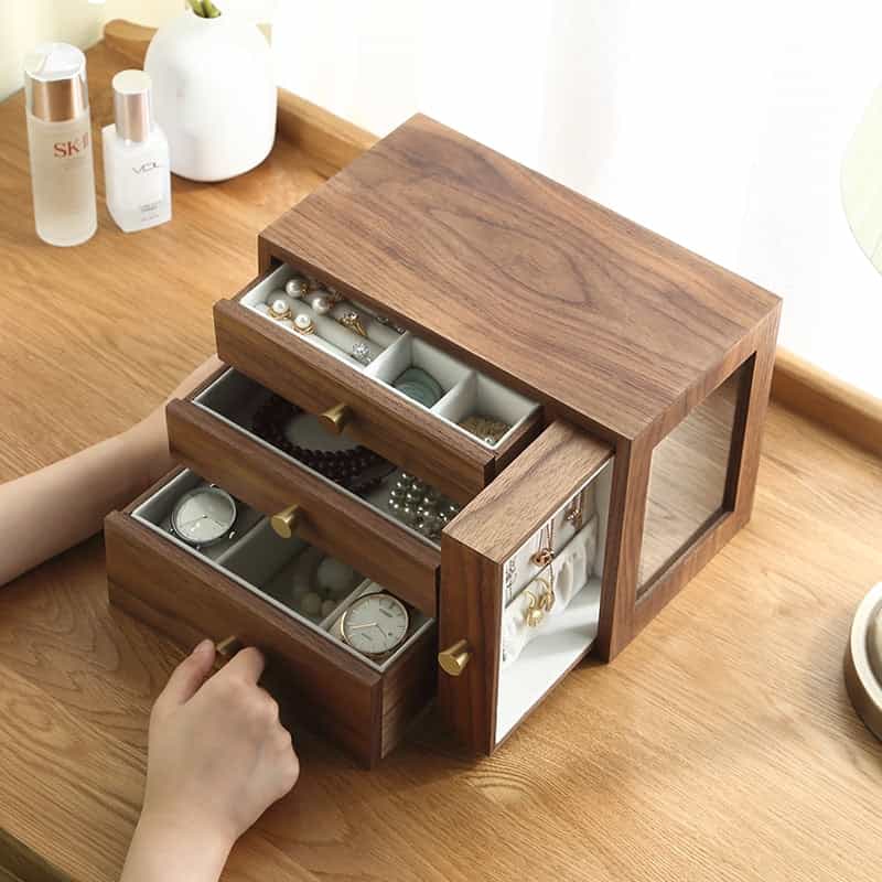 Walnut Four-drawing Jewelry Box Chinese Style European Style