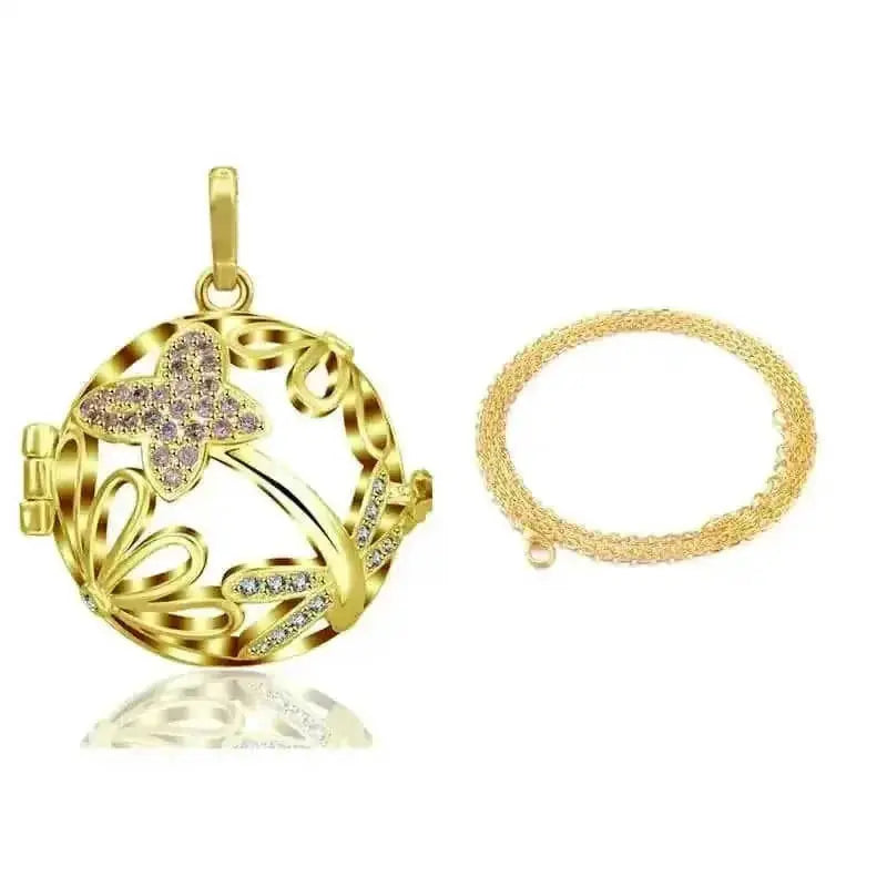 pink crystal locket necklace | 18mm pregnancy bola necklace | adjustable length maternity jewelry | energy saving