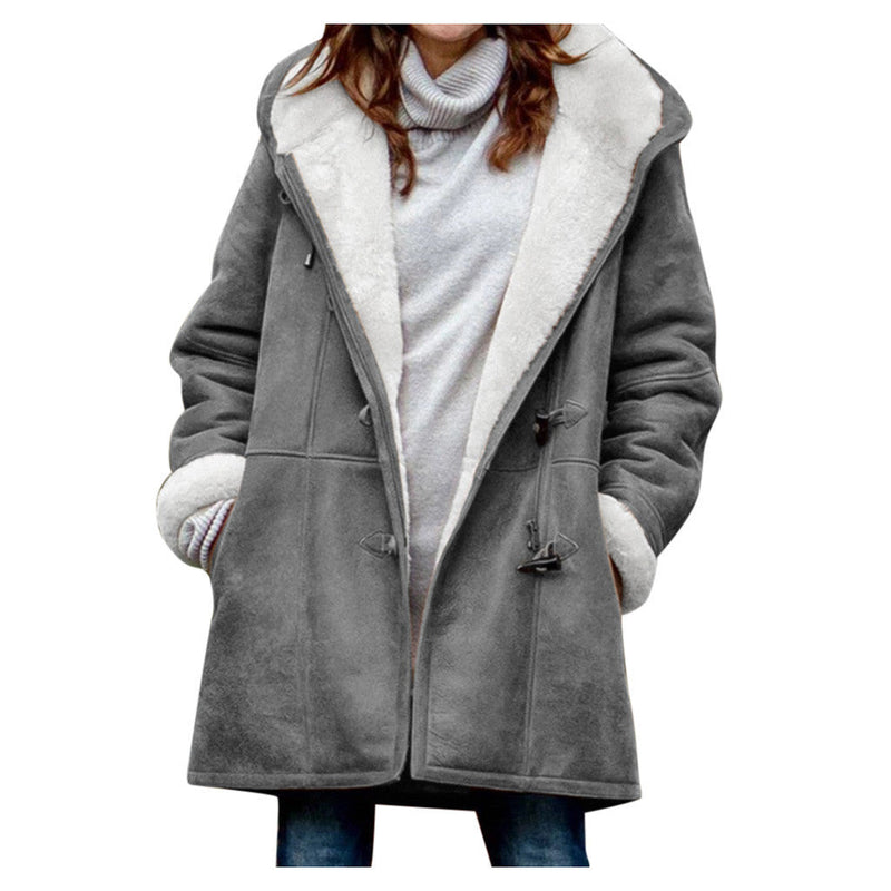 Winter Button Coat Fashion Warm Hooded Jacket With Pockets Women's Clothing Meifu Market