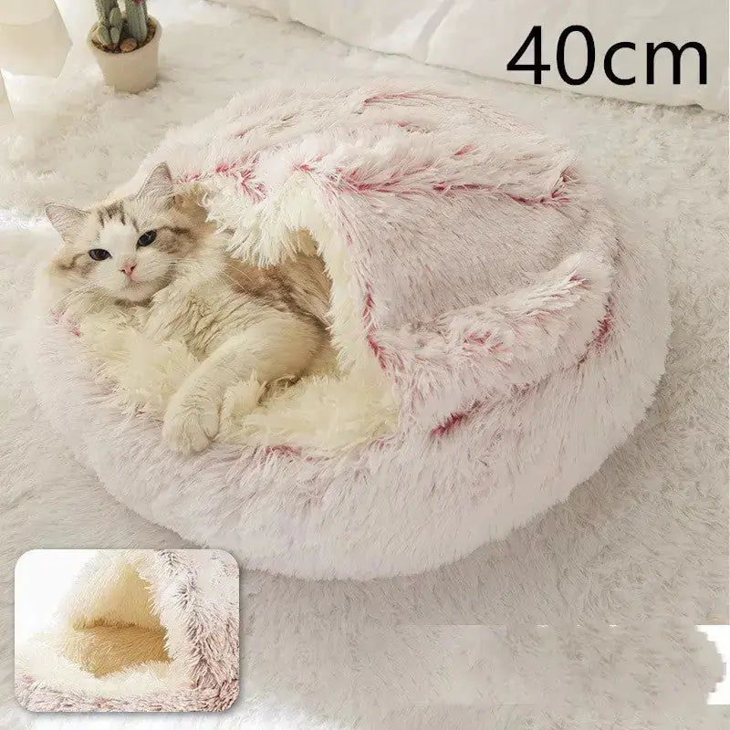 2-in-1 Dog & Cat Bed - Round Plush Warm Winter Pet House Meifu Market