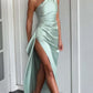 sexy one-shoulder dress | backless slit dress | summer satin dress | energy saving