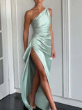 one shoulder satin dress | backless slit evening gown | elegant summer bodycon dress | ultrasonic cleaning