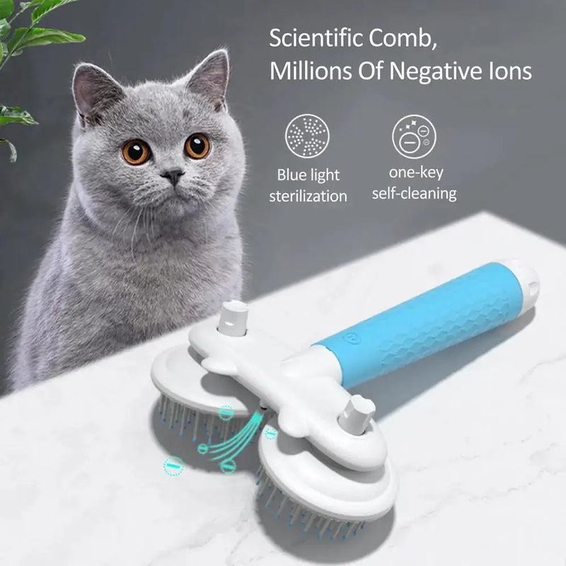 Pet Cat Brush Dog Slicker Brush Double-headed Negative Ion One-button Self Cleaning Dog Cat Hair Removal Pets Products Meifu Market