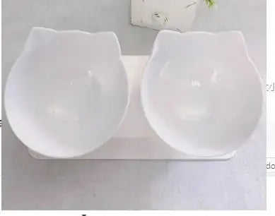 Non Slip Double Cat Bowl With Raised Stand Pet Food Cat Feeder Protect Cervical Vertebra Dog Bowl Transparent Pet Products...