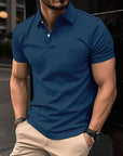 Summer Short Sleeve Polo Shirt Men Solid Color Button Lapel Button Top Meifu Market