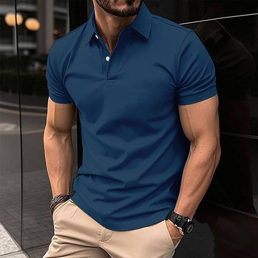 Summer Short Sleeve Polo Shirt Men Solid Color Button Lapel Button Top Meifu Market