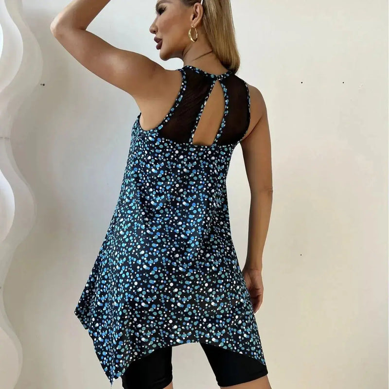 mesh printed swimsuit | conservative two-piece swimwear | quick-dry boxer swim trunks | ultrasonic cleaning