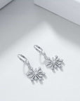 Sterling Silver Zirconia Snowflake Leverback Dangle Drop Earrings Jewelry 