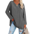 Solid Color Loose Drop Shoulder Sleeve V Neck Long Sleeve Blouse Meifu Market