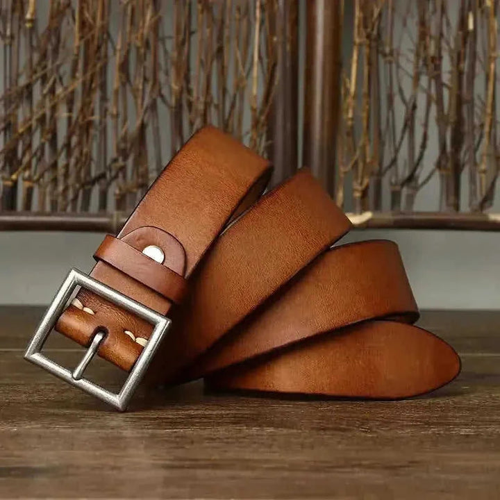 handmade full-grain leather belt | premium cattlehide leather belt | heavy-duty brass buckle belt | energy saving