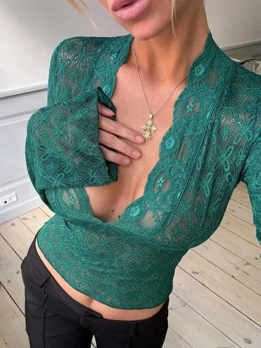 lace long sleeve top | slim fit bottoming shirt | y2k fashion top | energy saving