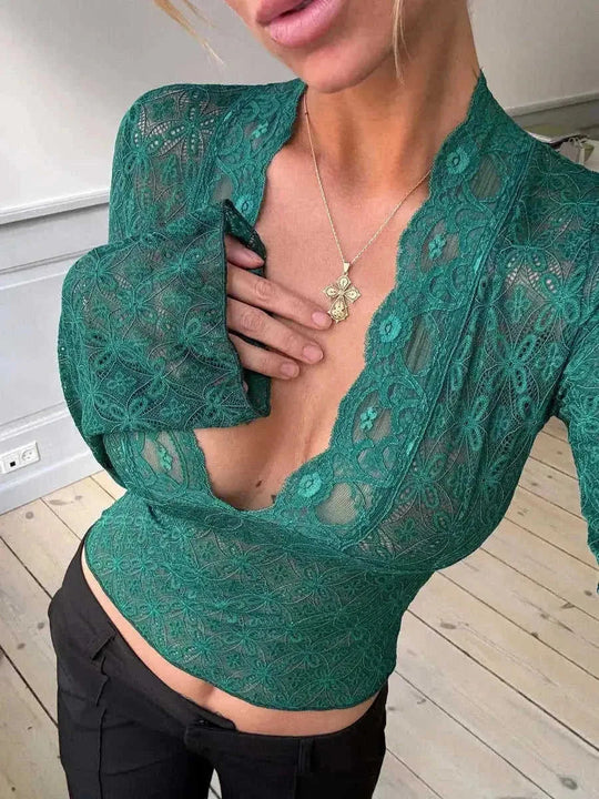 lace long sleeve top | slim fit bottoming shirt | y2k fashion top | energy saving