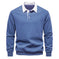 Men's Fashion Casual Versatile Long Sleeves Polo Collar Sweater Navy Blue - available style options