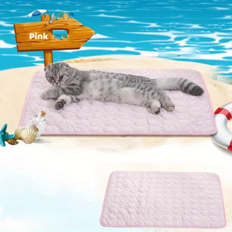 cooling pet mat for summer | breathable cat cooling pad | washable dog cooling blanket | energy saving