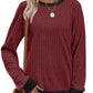Color Matching Casual Round Neck Pullover Long Sleeve Top Meifu Market
