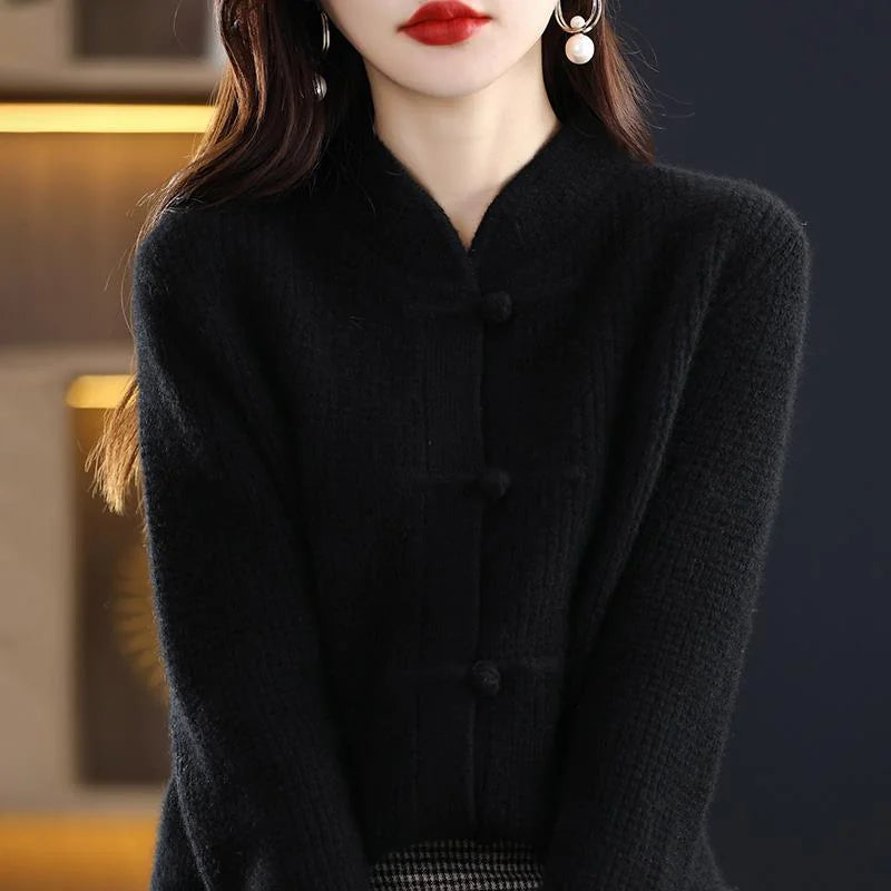 womens cashmere cardigan | chinese retro buckle cardigan | soft cashmere sweater | ultrasonic cleaning