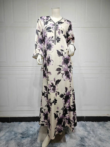 dubai printed kaftan | premium cotton fabric | long sleeve robe | ultrasonic cleaning