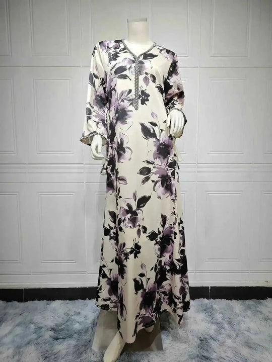 dubai printed kaftan | premium cotton fabric | long sleeve robe | ultrasonic cleaning