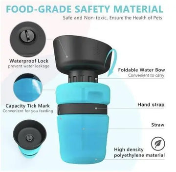 Dog Water Bottle - Foldable Travel Dispenser Portable 520ml