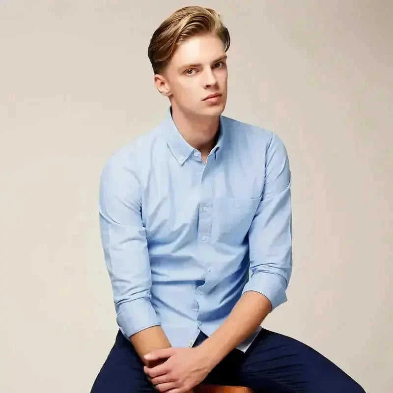 breathable cotton fabric | slim fit long sleeve shirt | wrinkle resistant casual shirt | ultrasonic cleaning