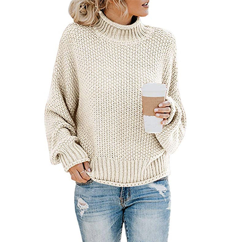 Solid Turtleneck Pullover Sweater Winter Fashion Casual Knitted Long-Sleeved Top Women's Clothing Meifu Market