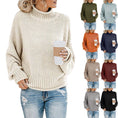 Solid Turtleneck Pullover Sweater Winter Fashion Casual Knitted Long-Sleeved Top Women's Clothing Meifu Market