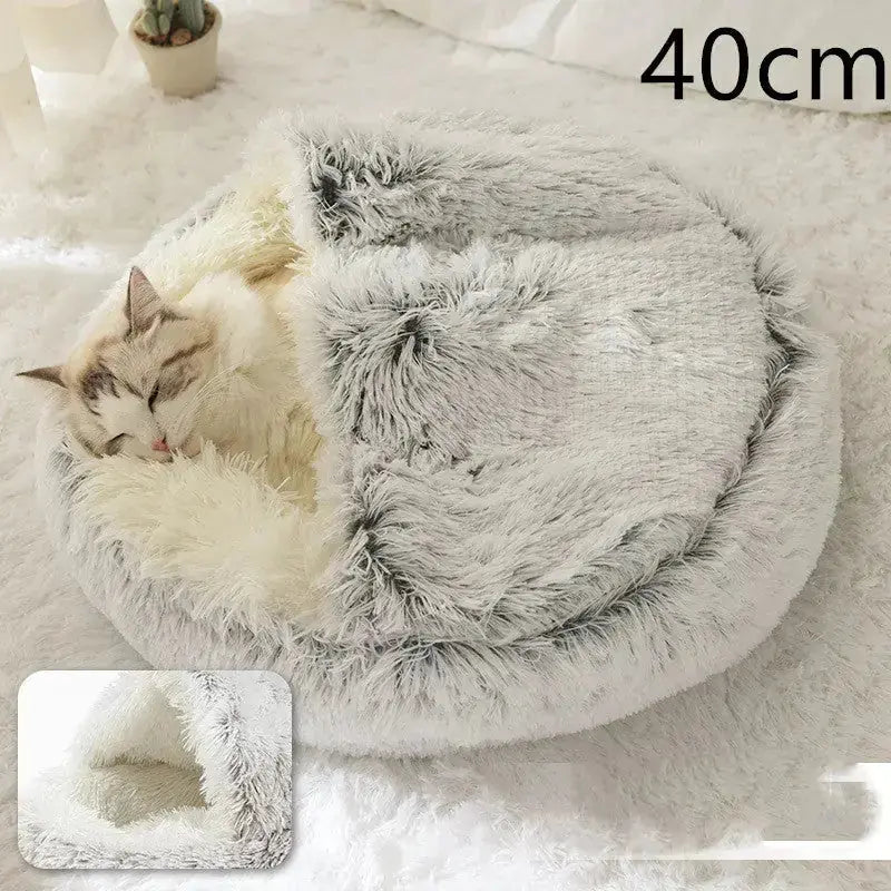 2-in-1 Dog & Cat Bed - Round Plush Warm Winter Pet House Meifu Market