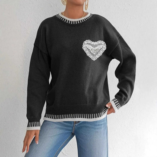 Women's Color Contrast Patchwork Pullover Loose Sweater Meifu Market