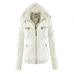 Fashion Detachable Hooded Jacket With Pockets Casual Solid Color Zipper Long Sleeve Leather Coat Autumn Winter Women's Clothing Meifu Market