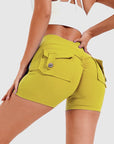 High Waist Hip Lifting Shorts With Pockets Quick Dry Yoga Fitness Sports Pants Summer Women Clothes